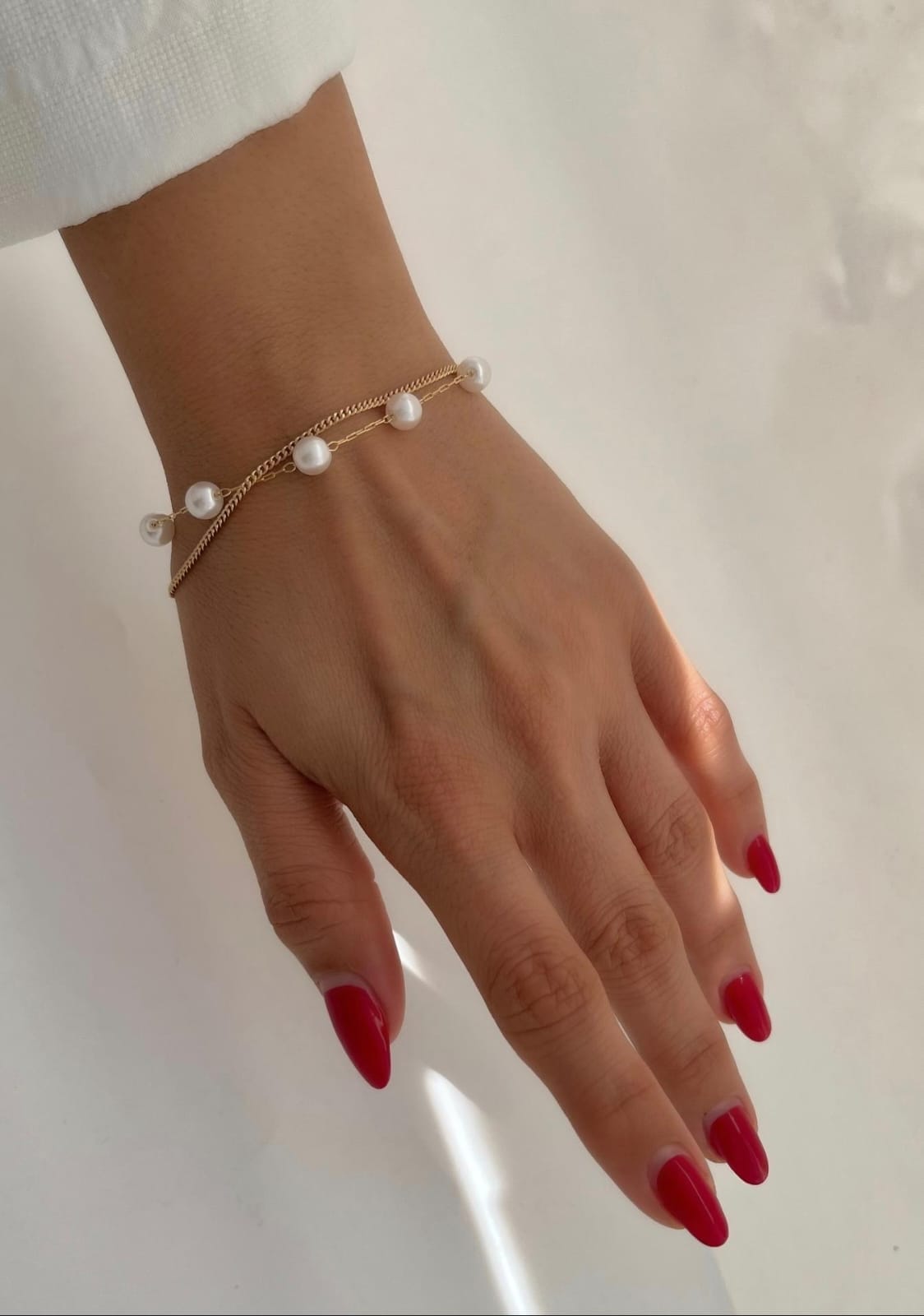 Pulsera doble caída perlas