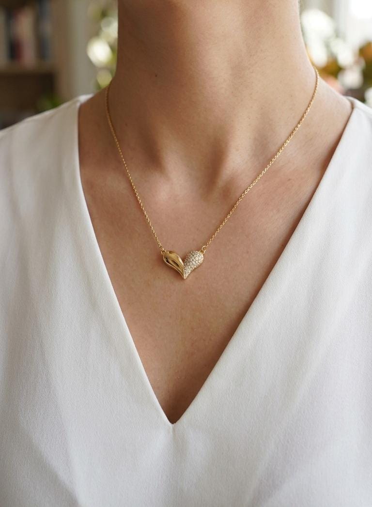 Collar corazón bomba zircon rose