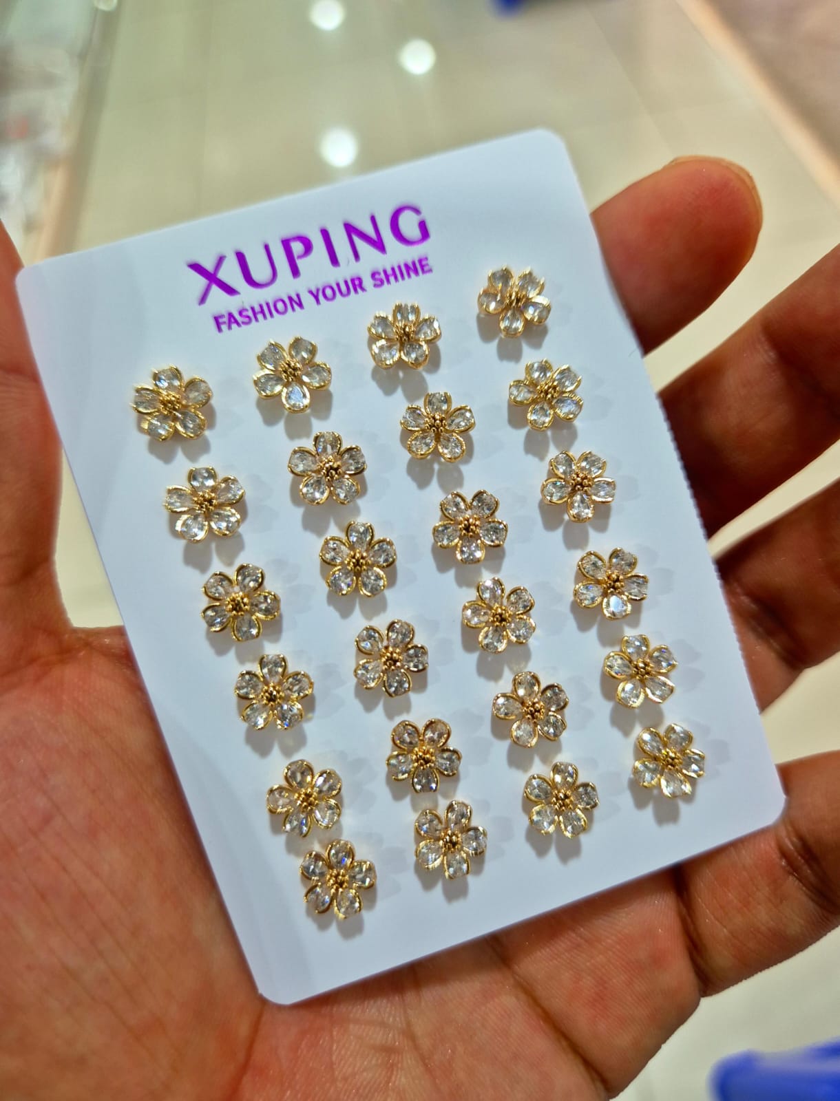 Arete pegado girasol zircon rose xuping jewelry
