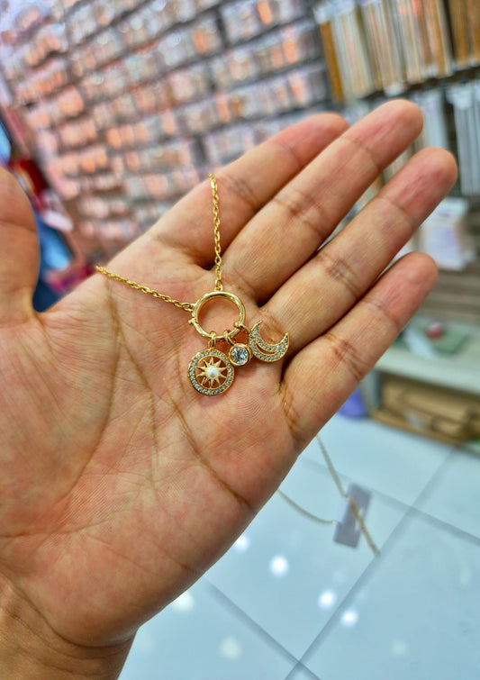 Collar sol , luna y punto de luz zircon rose xuping jewelry&nbsp;