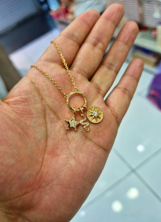 Collar broche circular estrella + serpiente + sol zircon rose xuping jewelry