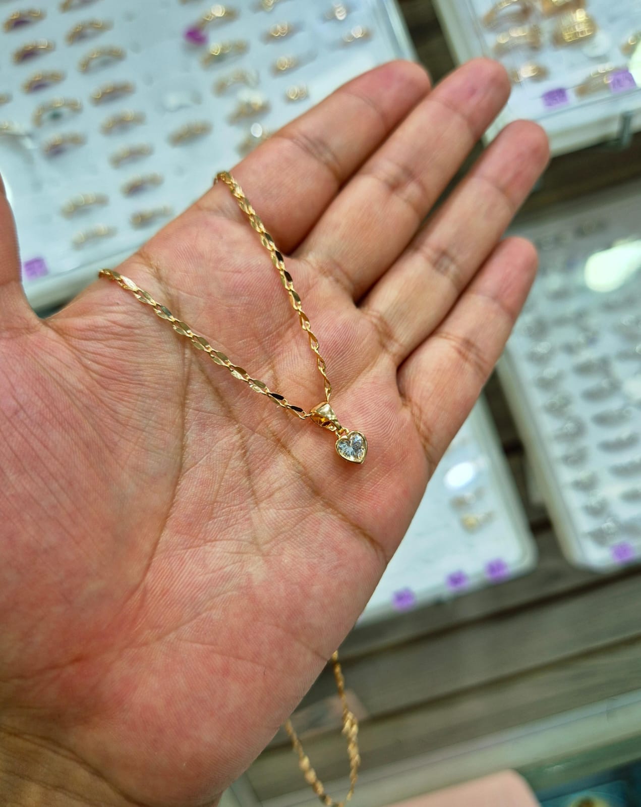 Cadena tifanny + dije corazon con borde rose xuping jewelry